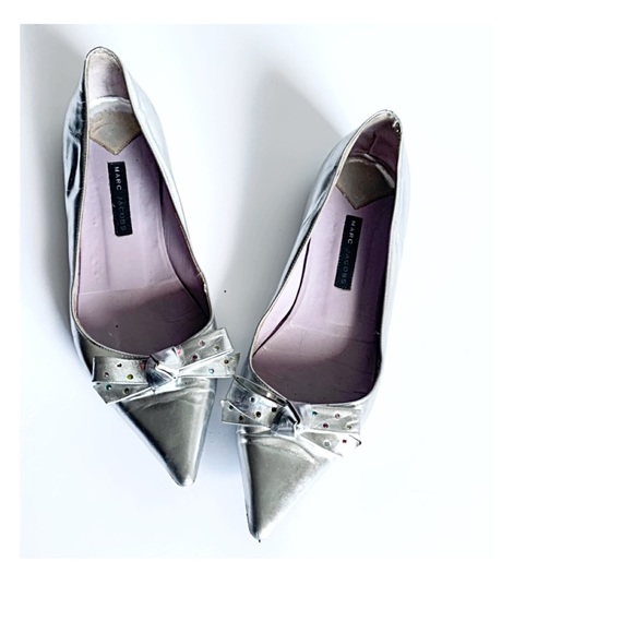 Marc Jacobs Shoes - RESERVED for LISA Marc Jacobs Silver Flats Bow